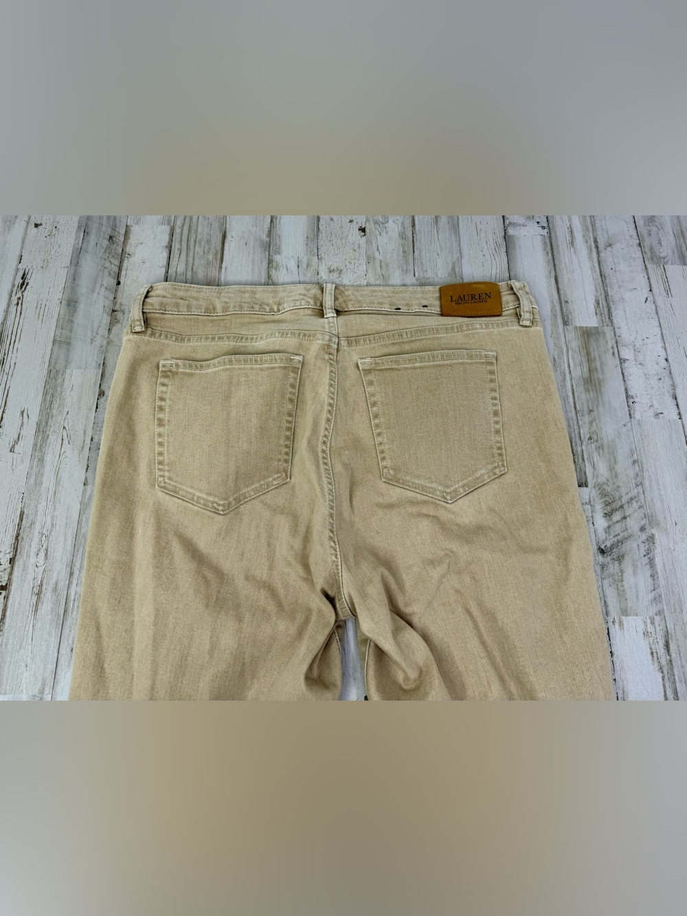 LRL Lauren Jeans Co Ralph Lauren 14 (36x27) Premier Skinny Ankle Jeans Tan - Picture 11 of 12